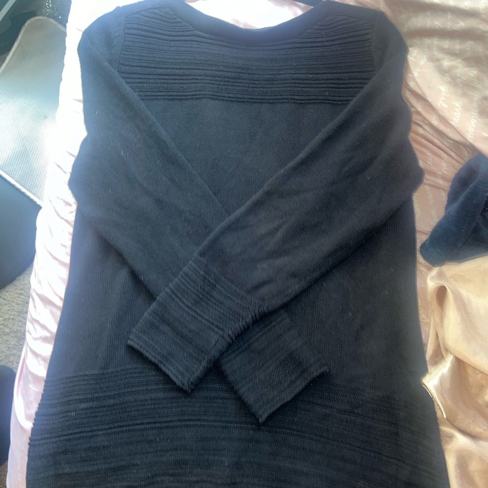 Karen Scott 100% cotton black knit sweater size medium